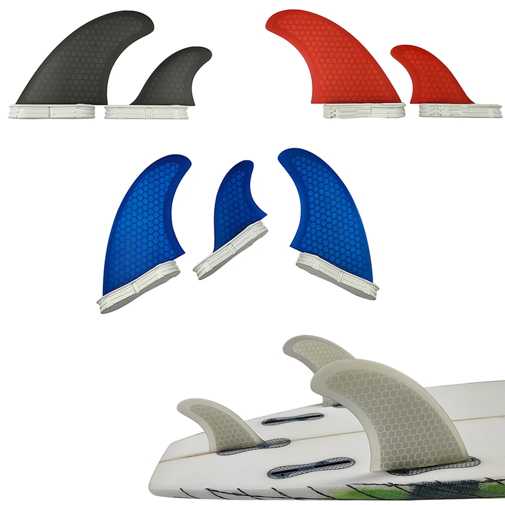 Honeycomb UPSURF FCS 2 T1 Surfboard Fins 3pcs/set Red/Blue/Black/White Double Tabs 2 Surfing Fins Fibreglass Performance Core