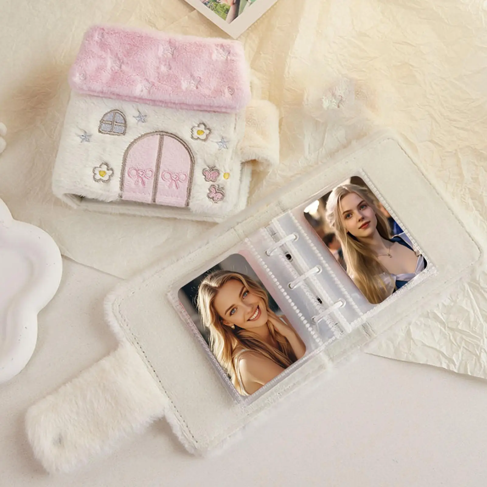 

Photocard Album Cartoon Plush Album With 20 Inner Pages Photo Card Storage Book For Collector 3 Inch Pictures Sticker Trading