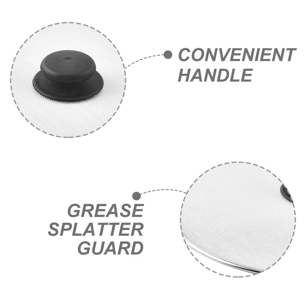 

Grille Oil Splash Mesh Cover Stainless Steel Grease Lid Heat Resistant Easy Grip Handle Portable Pot Pan Wok Skillet for Stove
