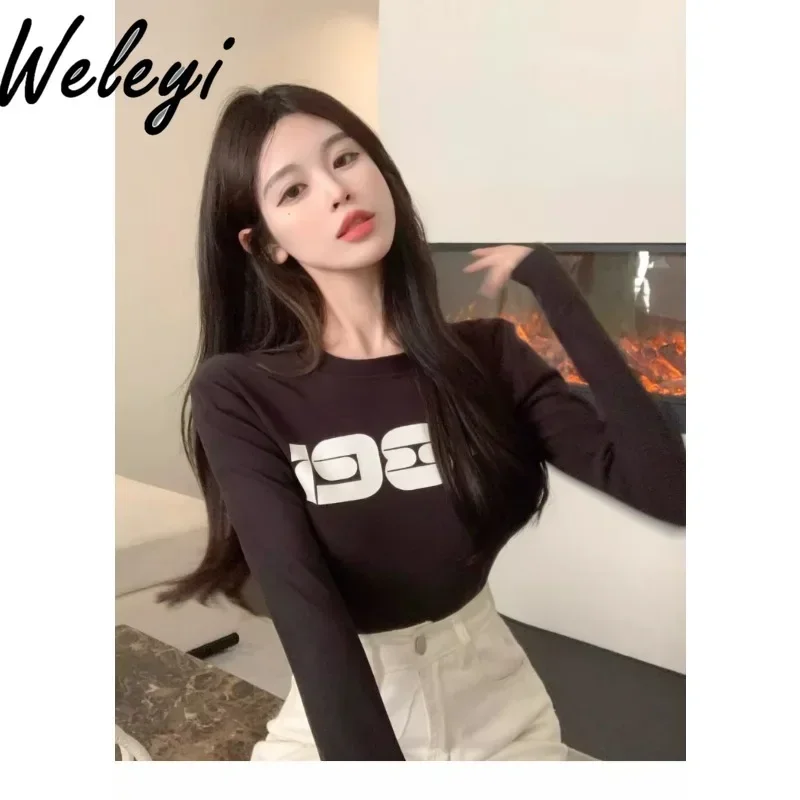 

Women's Fashion Top High Waist Short Sleeve T Shirt Korean Style Slim Bottoming Shirt Fall and Winter Inner Wear Pullover Blusas