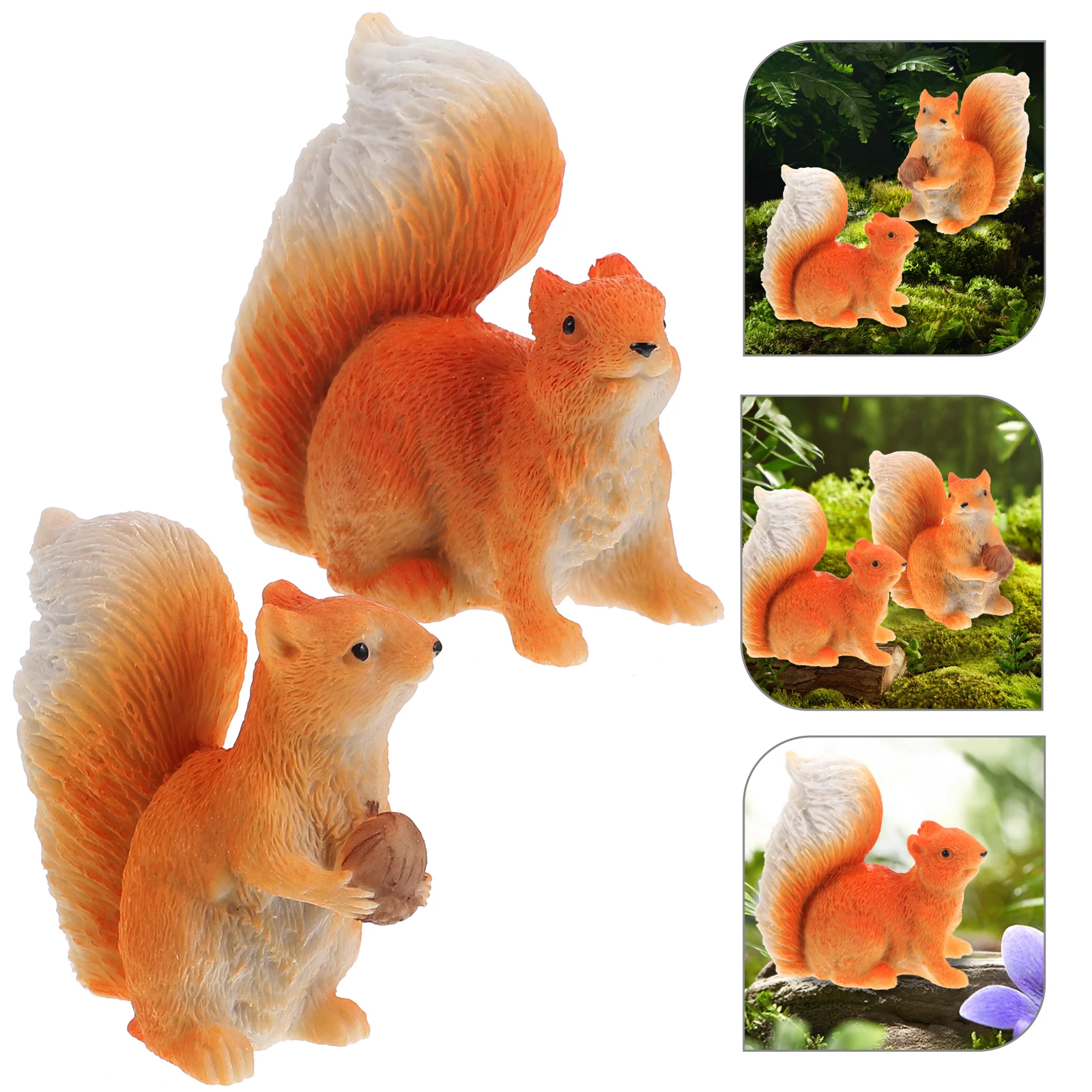 

2pcs Simulation Squirrel Ornament Resin Miniature Figurines Garden Outdoor Decoration Micro Landscape Bonsai Squirrel Decor