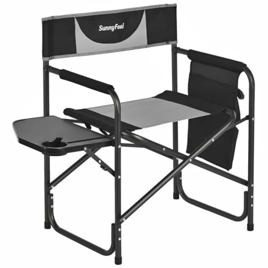 

Oversized Camping Directors Chair, Portable Folding Lawn Chairs for Adults Heavy Duty with Side Table, Pocket for Beach, Fishin