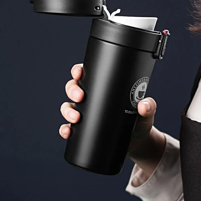 380ml Stainless Steel Thermos Coffee Cup Bounce Vacuum Cup Double Layer Tea Mug Drinking Cup Water Cup Office Business Cup