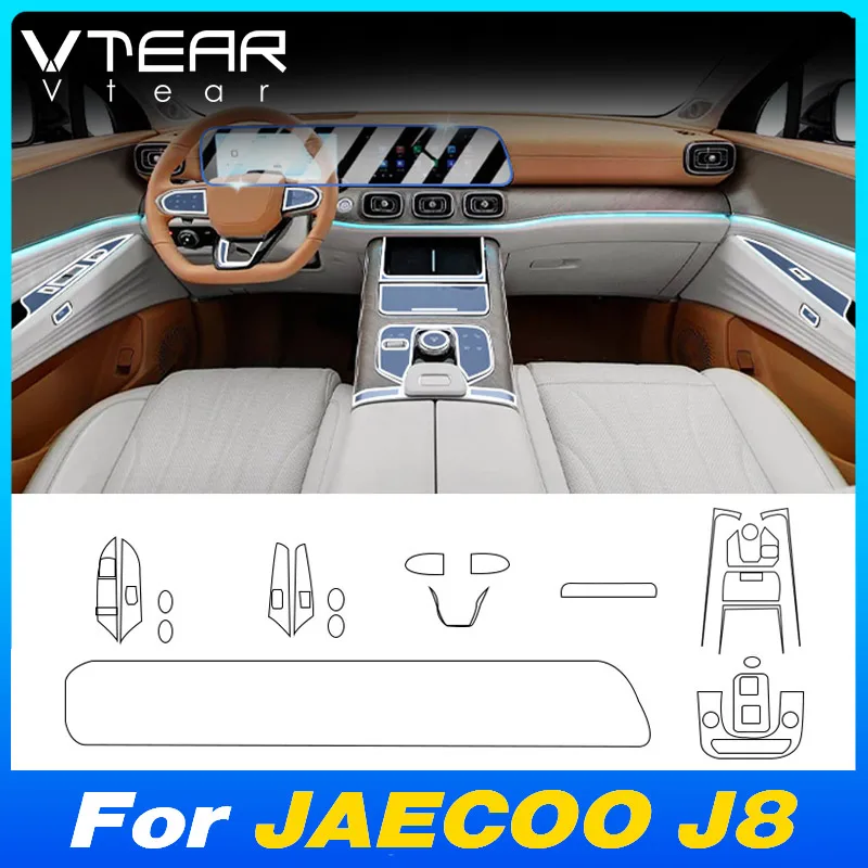 Vtear Car Console TPU Stickers Cover Decoration Gearbox Panel Navigation Trim Protector Interior Accessories For Jaecoo J8 2024