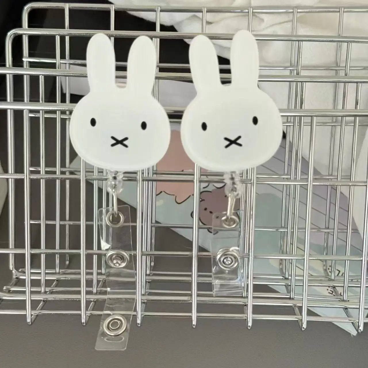 New Style Miffy Cute Doctor Nurse Easy-pull Buckle Medical Student ID Card Clip Name Badge Telescopic Card Holder Cartoon Cute