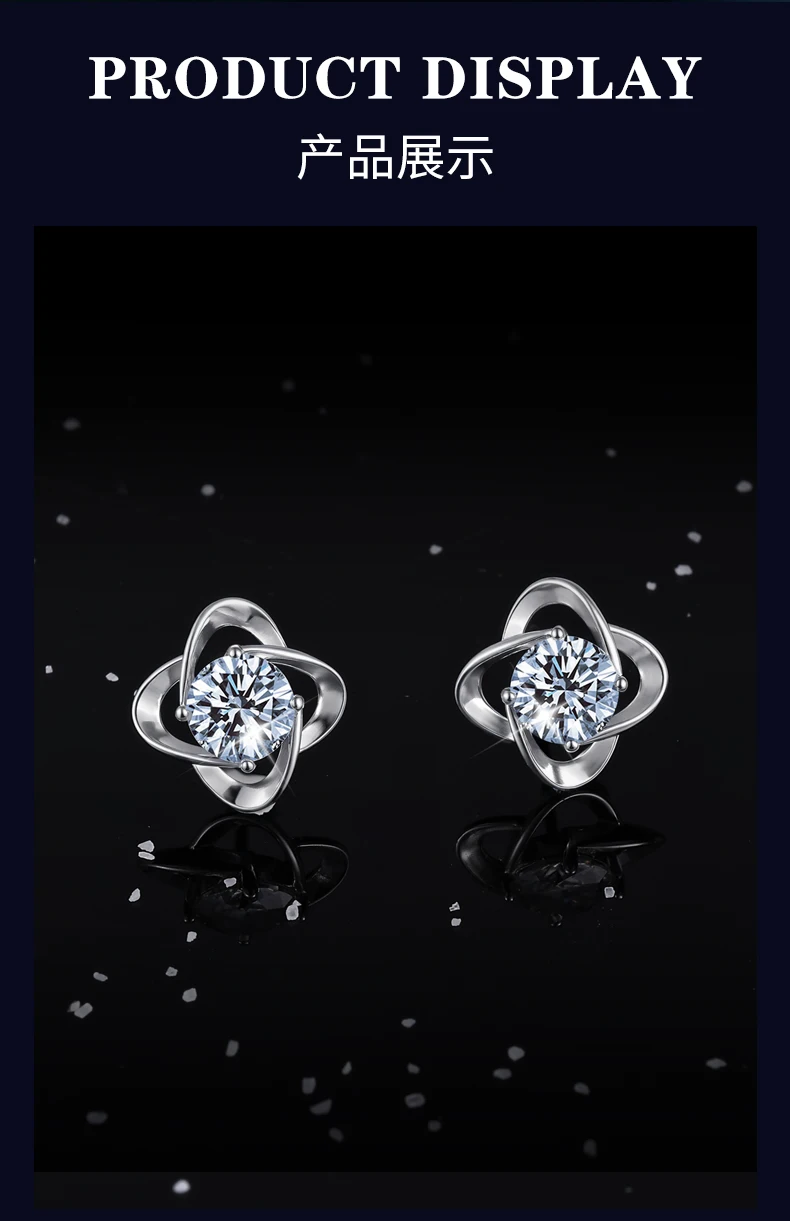 

Блестящие серьги с муассанитом для женщин и девочек, стерлинговое серебро S925, обручальные свадебные серьги-гвоздики, тест пройдено