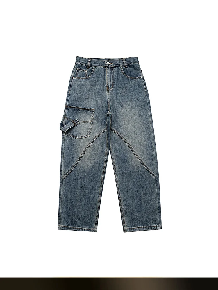 

Американские ретро-джинсы унисекс синего цвета, свободные повседневные прямые рабочие брюки для пар, новинка весны