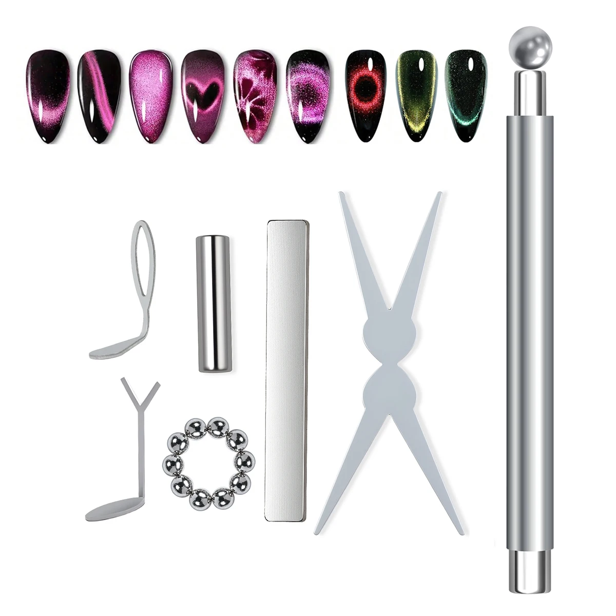4/7 stuks Cat Eye magneetset met Y-vormig ijzer voor hartvormig Cat Eye-effect, magnetisch ontwerp, multifunctionele DIY nagelgereedschap benodigdheden