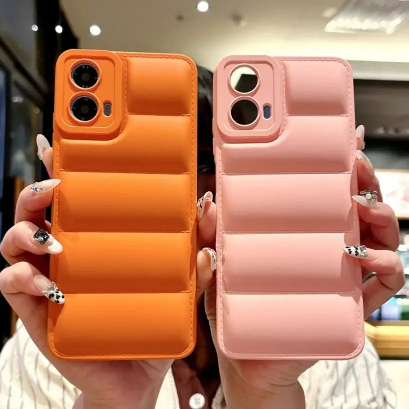 Down Jacket Solid Color Case For For Motorola Moto G 5G 2024 G13 G23 G53 G73 G84 G54 Power Edge 30 40 Neo E30 E40 X40 Pro Cover