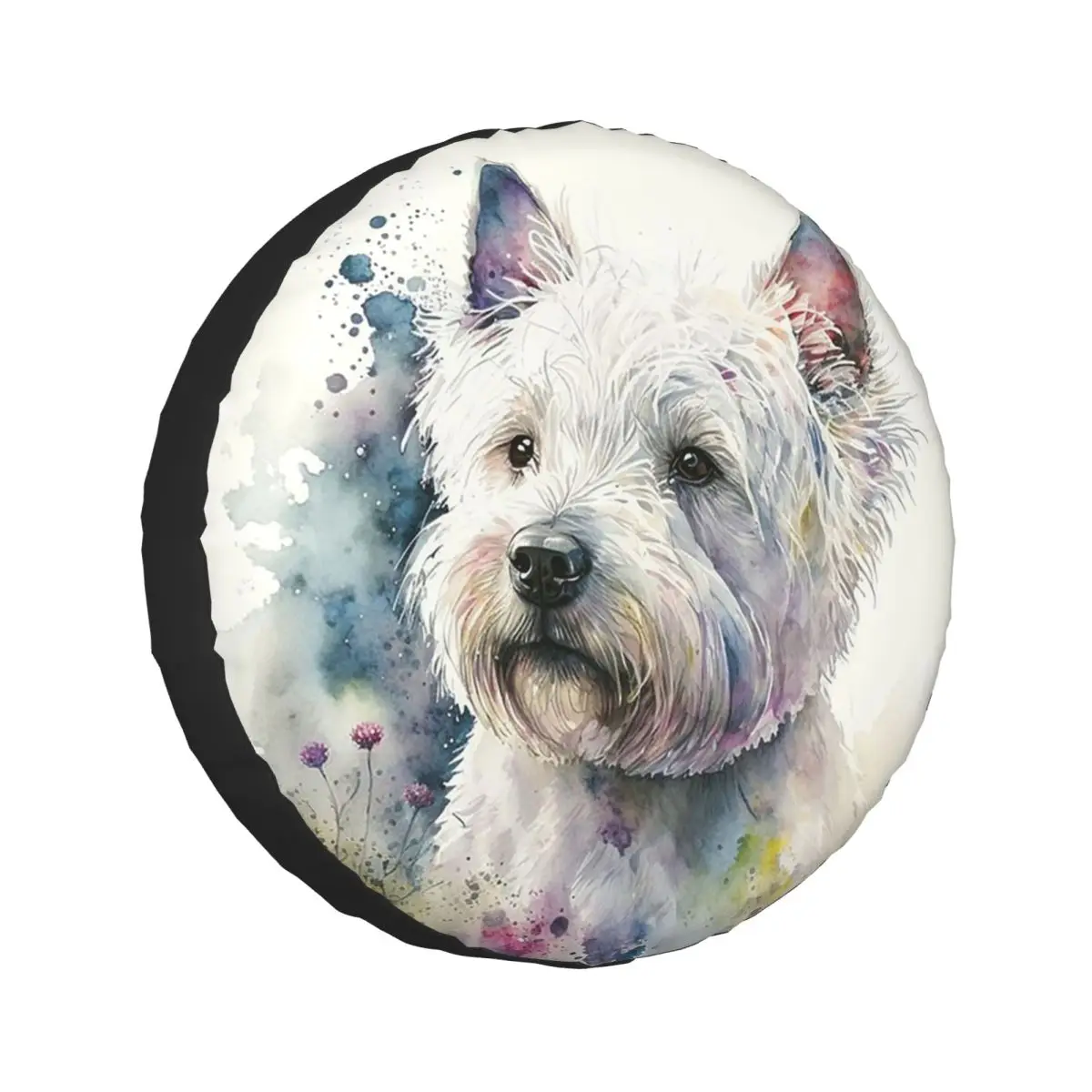 

Adorable Westie Dog Highland Terrier In Watercolor Spare Tire Cover for Jeep SUV RV 4WD Mitsubishi 4x4 Wheel Protector Covers
