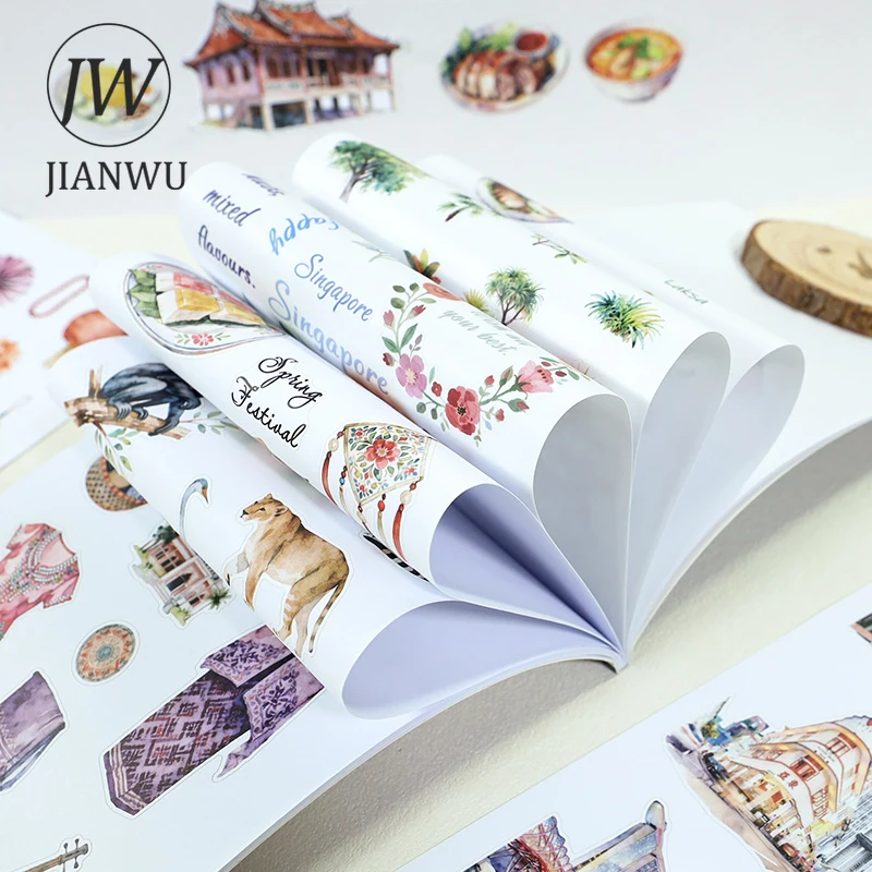 JIANWU 20 Sheets/book Vintage City Garden Flower Landscape Material Collage Scrapbook Sticker Book Creative Journal Stationery
