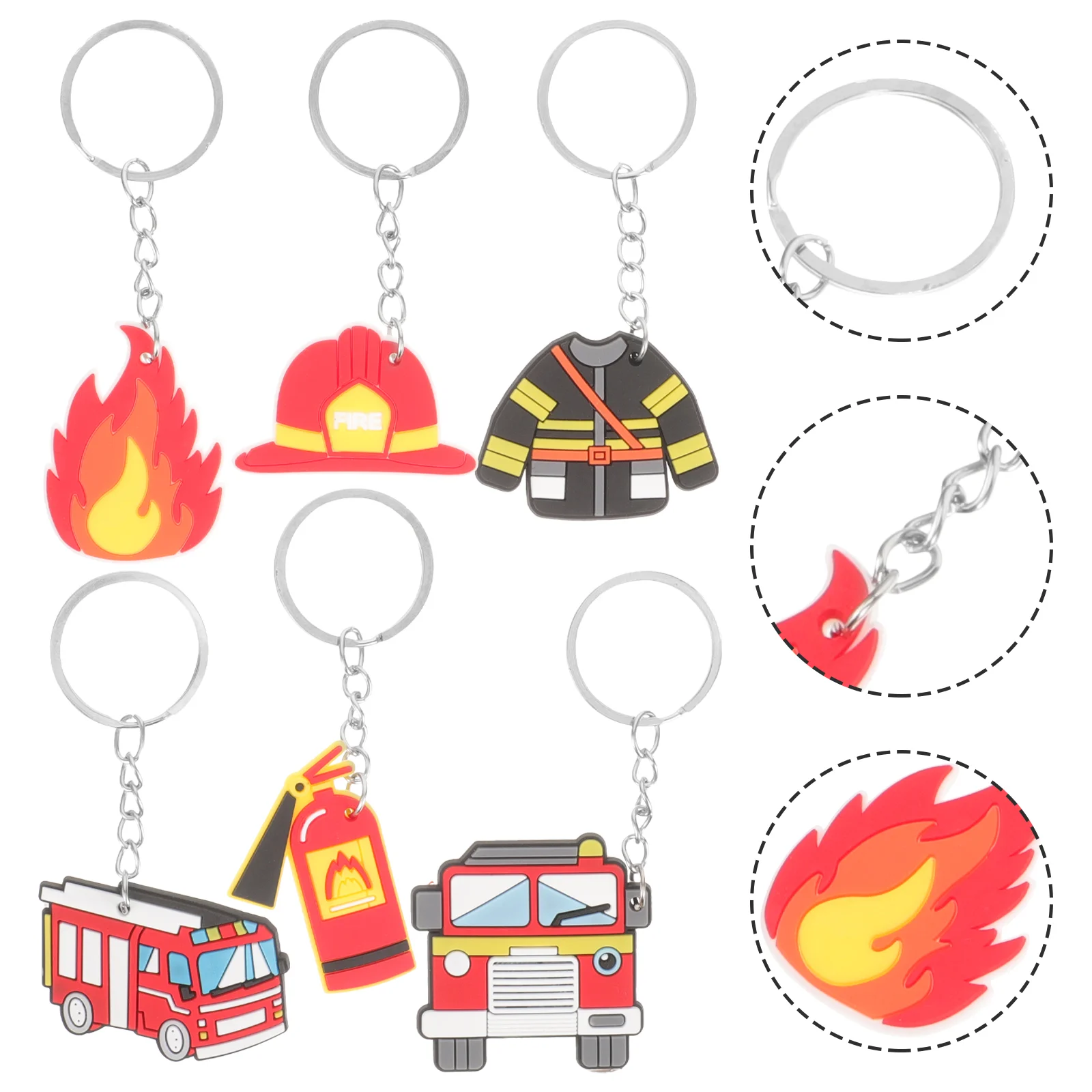 

12 Pcs Firefighter Party Favors Truck Keychain Firemen Badge Keychains Ring Gift Luggage Pendant Decorate