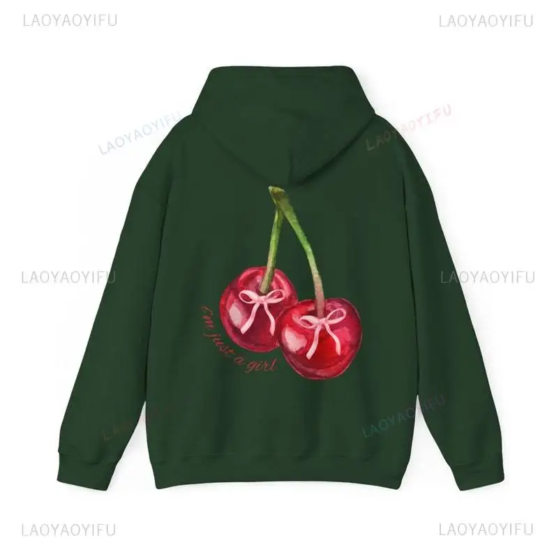 Coquette Cherry Woman Hoodie Words on Back Bow Hoody Trendy Ribbon Hoodie Trending Tumblr Hooded Graphic Hoodie Pink Ribbon