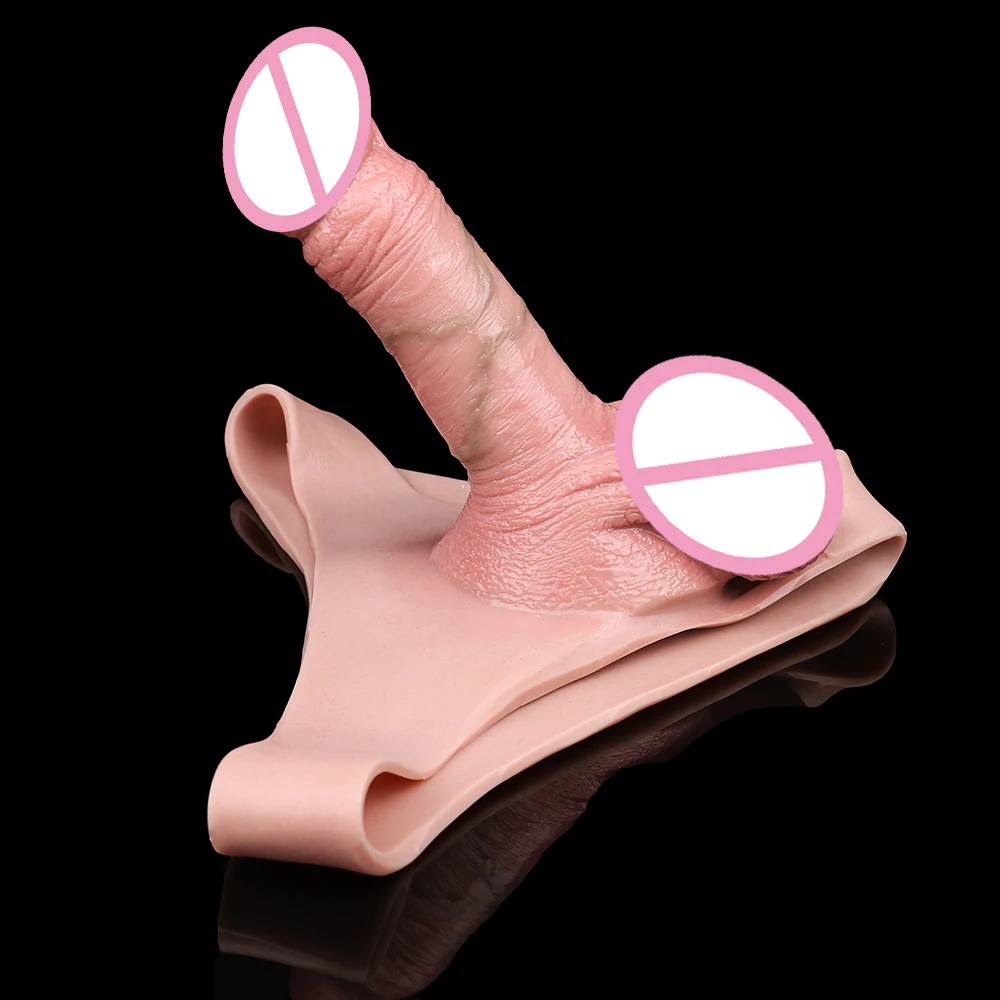 FAAK Strap-On Hollow Dildo Penis sleeve Silicone Wearable Dildo Panties Briefs Ultra Elastic Harness Sex Toys For Men image 5