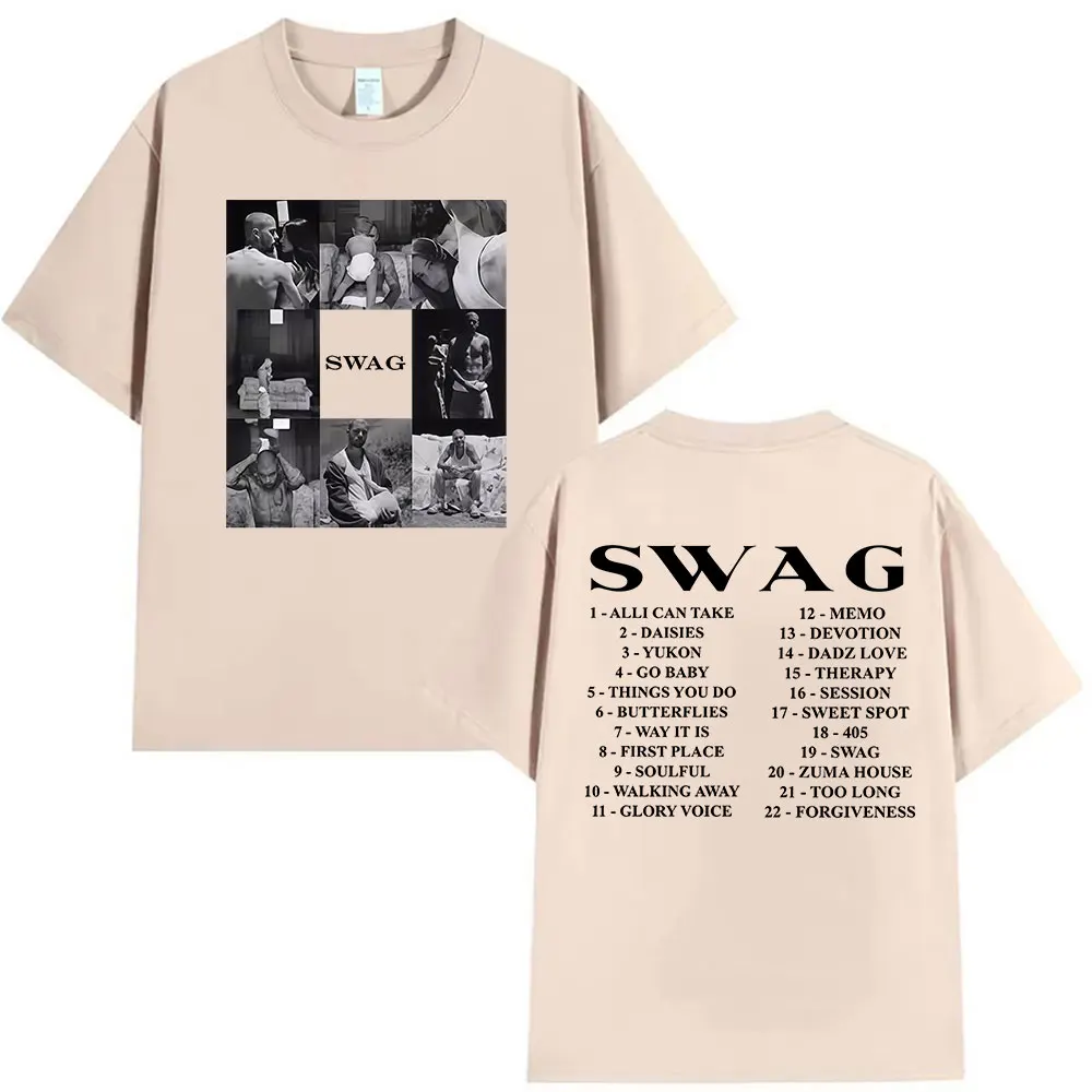 مغني الراب جاستن بيبر SWAG ألبوم 2025 جرافيك تي شيرت الرجال النساء ريترو المتضخم تي شيرتات على الموضة عادية القطن الشارع الشهير الصيف