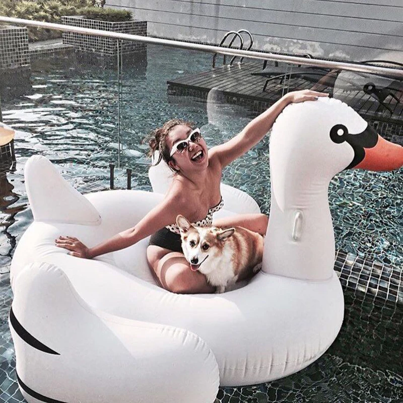 Flotador inflable de flamenco para piscina, juguete gigante de Isla de verano, natación de cisne blanco, salvavidas, balsa hinchable para salón