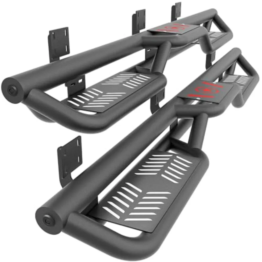 

SuperCab Running Boards for 1999-2016 Ford F250 F350 Super Cab, Heavy-Duty Steel, Black, Bolt-on Two-Stair Nerf Bar Side Steps