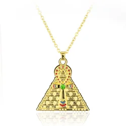 Gold Egyptian Ankh Key Of Life Cross Pyramid Pendant Necklace Gold Color Amulet Necklace For Woman Man Gifts
