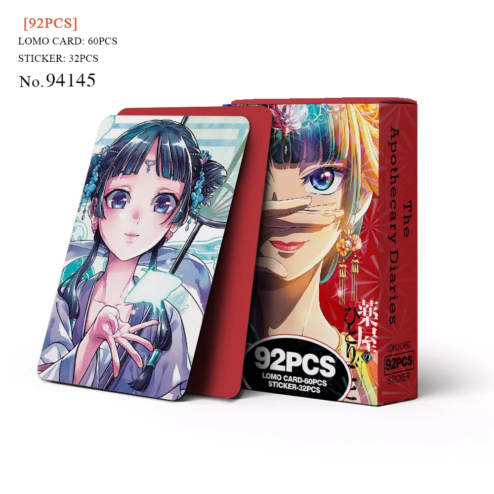 60+32Pcs/Set The Apothecary Diaries Cards Anime Cosplay Paper Cards Mini Sticker Toy Fans Collection Photocard Gift