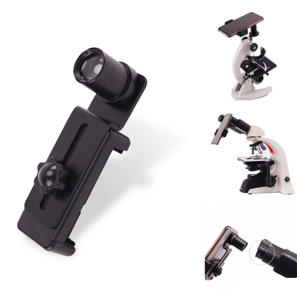 Cell Phone Mount Adapter Phone Clip with 12.5X Eyepiece Lens Take for Microscope Save Send Photo Video Interface Diameter 23.2mm