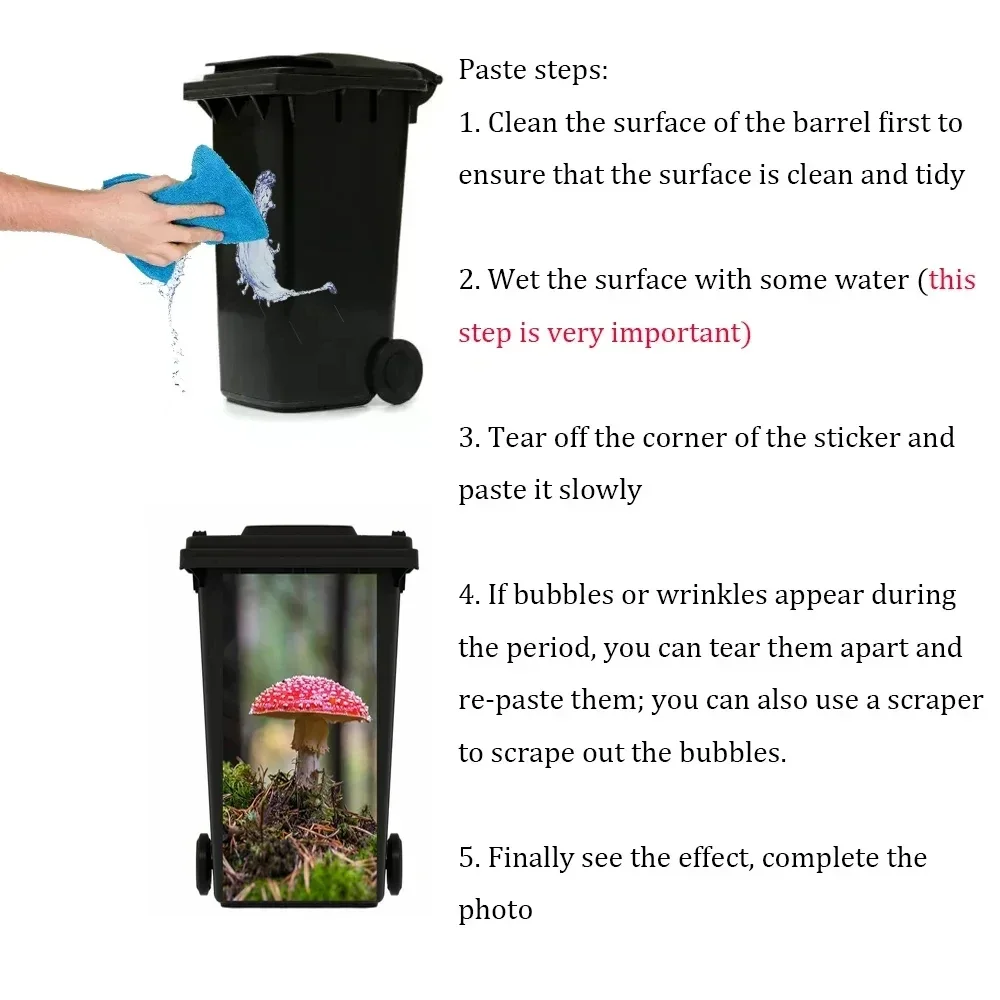 Cute Funny Animal Eating Ice Cream Trash Can Sticker  Removable Outdoor Garbage Bin Dustbin Wrapping Cover Decals Wallpaper