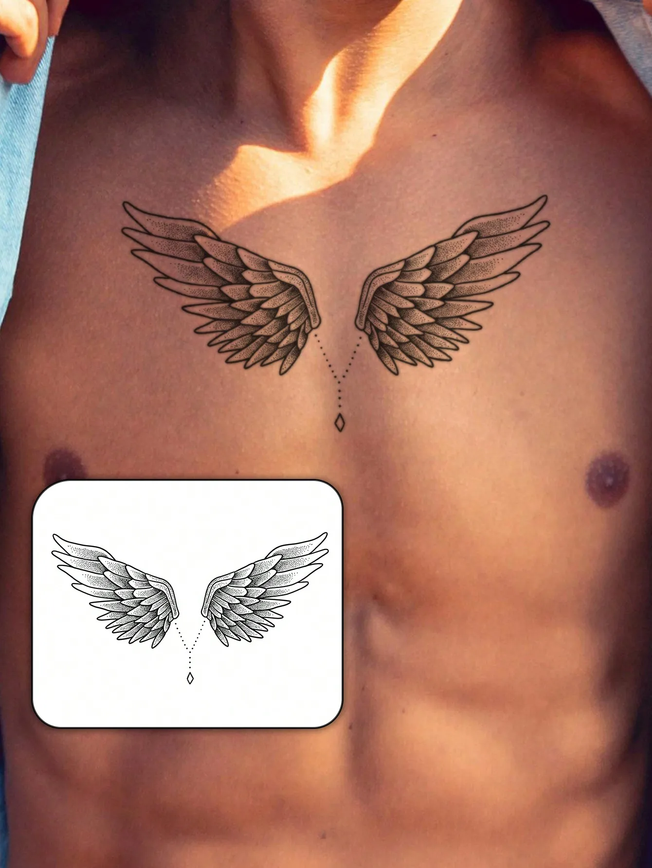 1pc Temporary Tattoo Sticker, Black Free Wings Design, Waterproof And Sweat-Proof, Suitable For Men And Women, Can Be Placed On