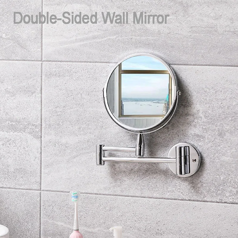 

Double Sided Bathroom Mirror, Wall Mounted Vanity Mirror with 3X or 5X Magnification, Cosmetic Mirror, Foldable Arm,360 Swivel