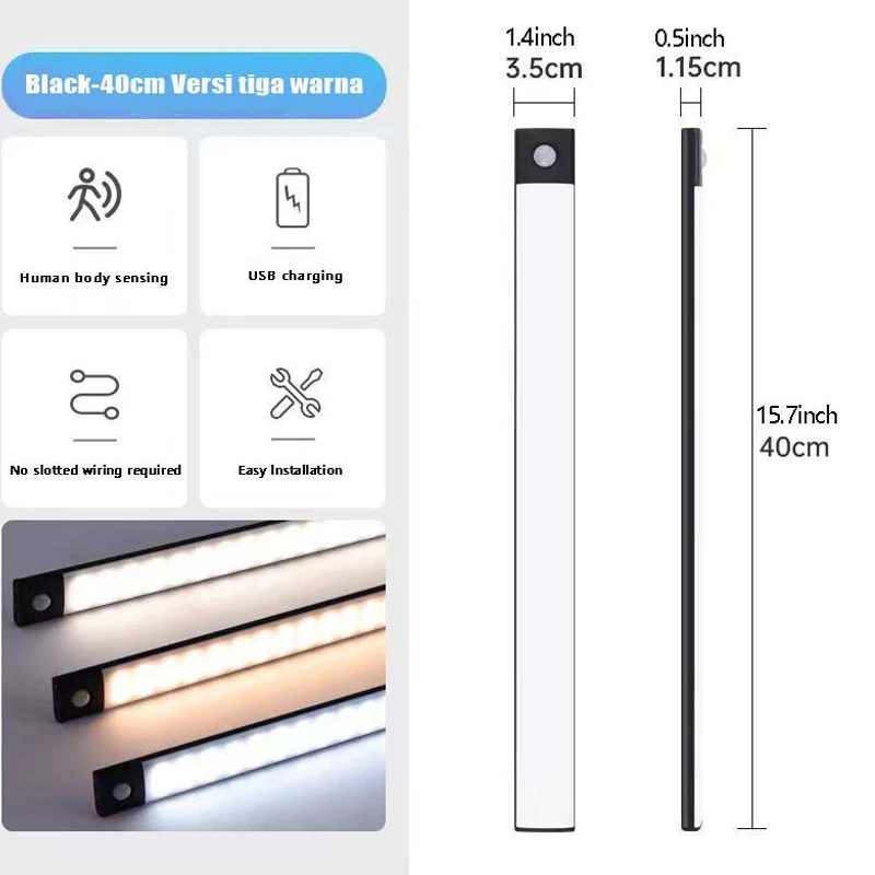 LED Motion Sensor Light Night Light USB Rechargeable Light Cabinet Wardrobe Lamp Staircase Backlight For Kitchen