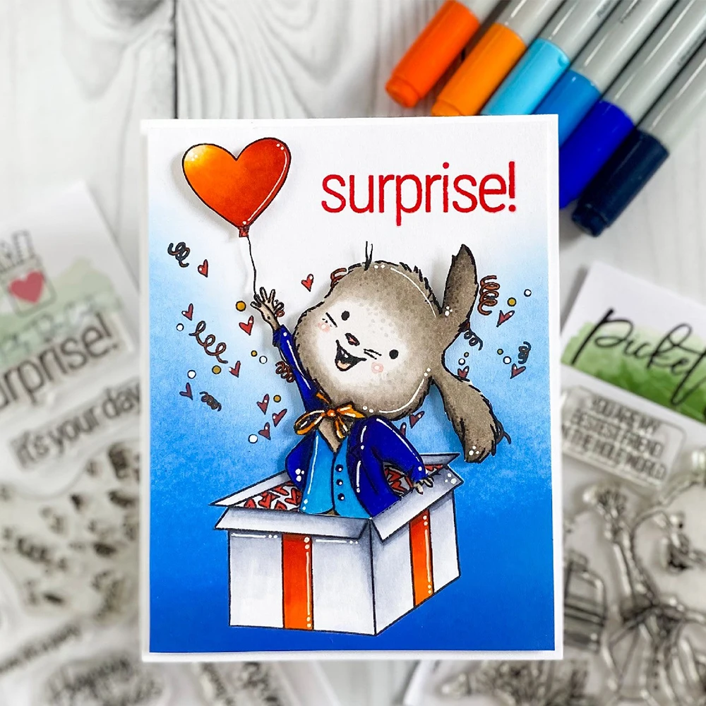 Heart Surprise It Is Your Day Stamp and Cutting Dies Set for Diy Scrapbooking Decoration Paper Craft Album Card Making 2024