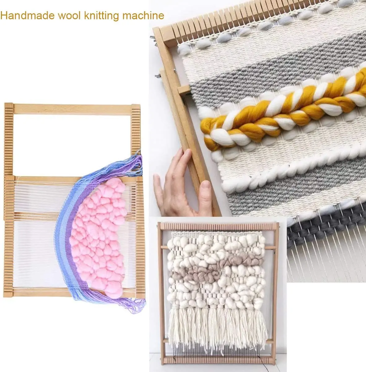 Wooden Weaving Loom Kit Frame Loom Warp Frame Loom Heddle Bar for Weave Board Weaver Tapestry Kids Beginner 40CMX30CM