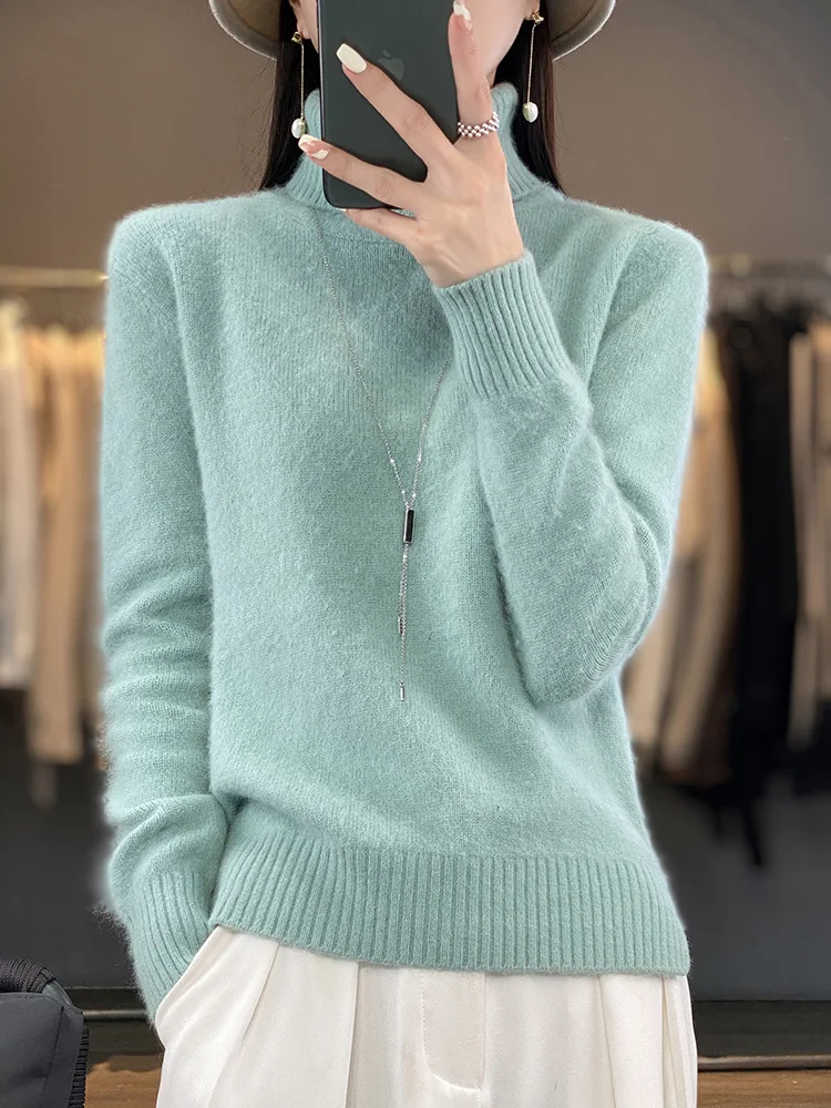 

ANGEL Women’s Turtleneck 100% Mink Cashmere Sweater Pullovers Solid Casual Comfortable Soft Autumn Winter Popular Clothes New