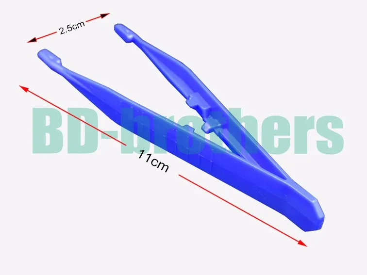 

11 x 2.5cm Blue Plastic Tweezers Tongs Straight Head Tweezer Pliers for Med Kit DIY 1000pcs/lot