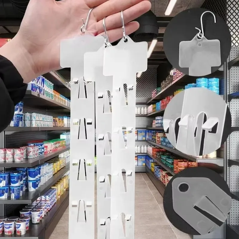 12/1Pcs Plastic Snack Hanging Strips Store Snacks Display Hanger with Hooks Merchandising Storage Clip Strip Supermarket Racks