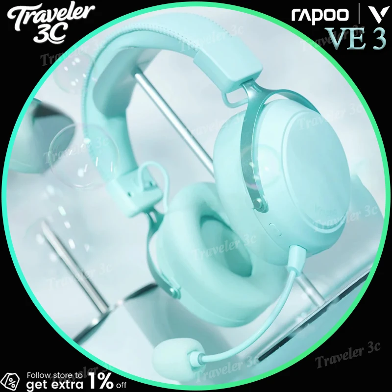 NEW Rapoo VE3 Wired Wireless Gaming Headset Quad Mode 15ms Low Latency V+ Algorithm ENC Mic 7.1 Surround Sound Headphone Gift