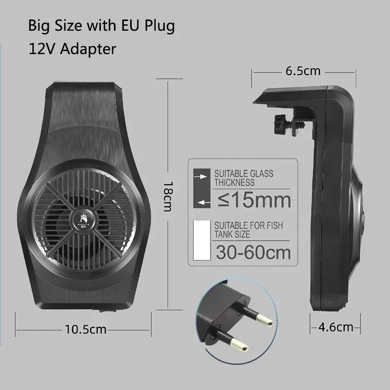 Aquarium Fish Tank Cooling Fan System 12V Chiller Control Reduce Water Temperature Fan Set Cooler Aquarium Fan UK/EU/USA