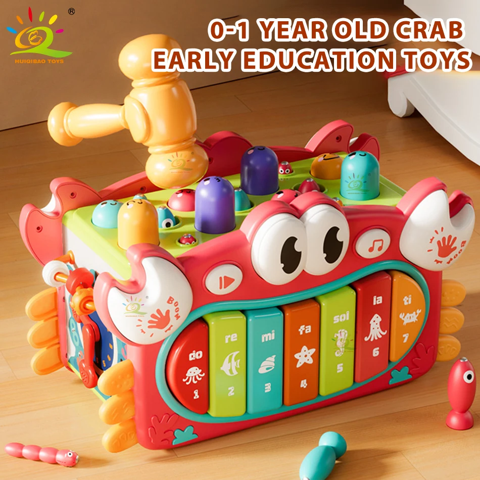 

Baby Montessori Hexahedron Cube Toys Games Board Drum Piano Toddlers Multifunctional Pounding Early Education Toy for Children