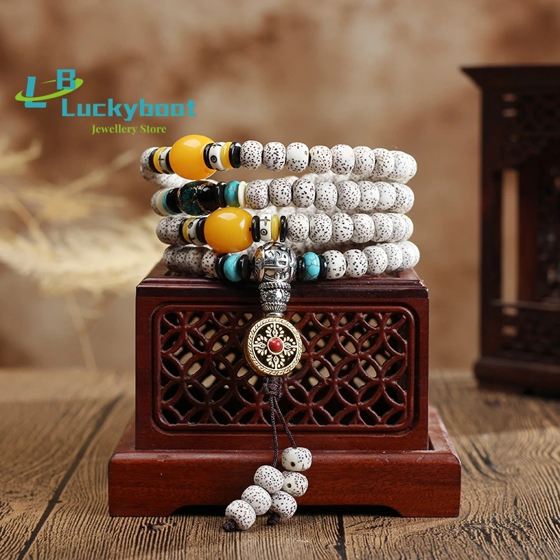 Wholesale Natural Xingyue Bodhi Necklace 108 Buddha Bead Sweater Chain Ethnic Style Rosary Bracelet Tibetan Silver Accessories