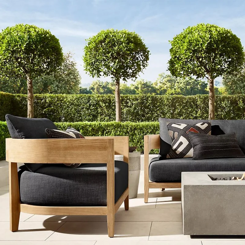 

-Роскошный уличный набор для отдыха из ротанга, современная деревянная мебель для патио, комплект модульной мебели, садовый диван из тикового дерева на заднем дворе