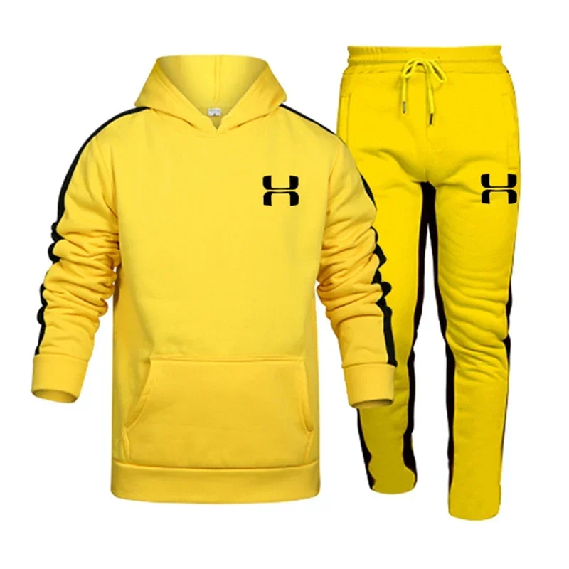 New men\'s sportswear, fashion autumn and winter long-sleeved hooded sweatshirt + sweatpants 2 sets, outdoor men\'s leisure suit