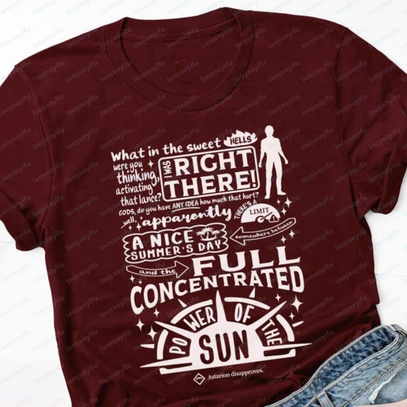 Astarion Full Concentrated Power of The Sun Funny Cotton T-Shirt Funny Astarion Game Fan  BG3 Shirts Baldur’s Gate 3 Gift Top