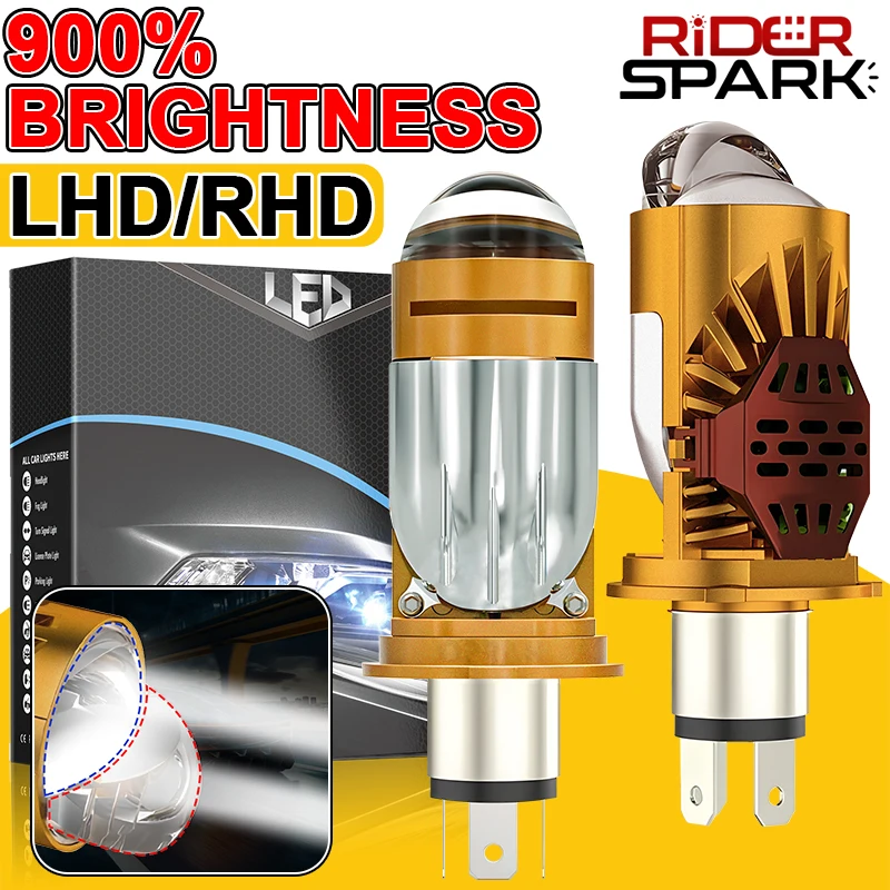 

2 шт. H4 светодиодный проектор с мини-объективом, авто H4, светодиодные лампы для фар, комплект преобразования H4, дальний свет, ближний свет, турбовентилятор, автомобильная лампа 6000K