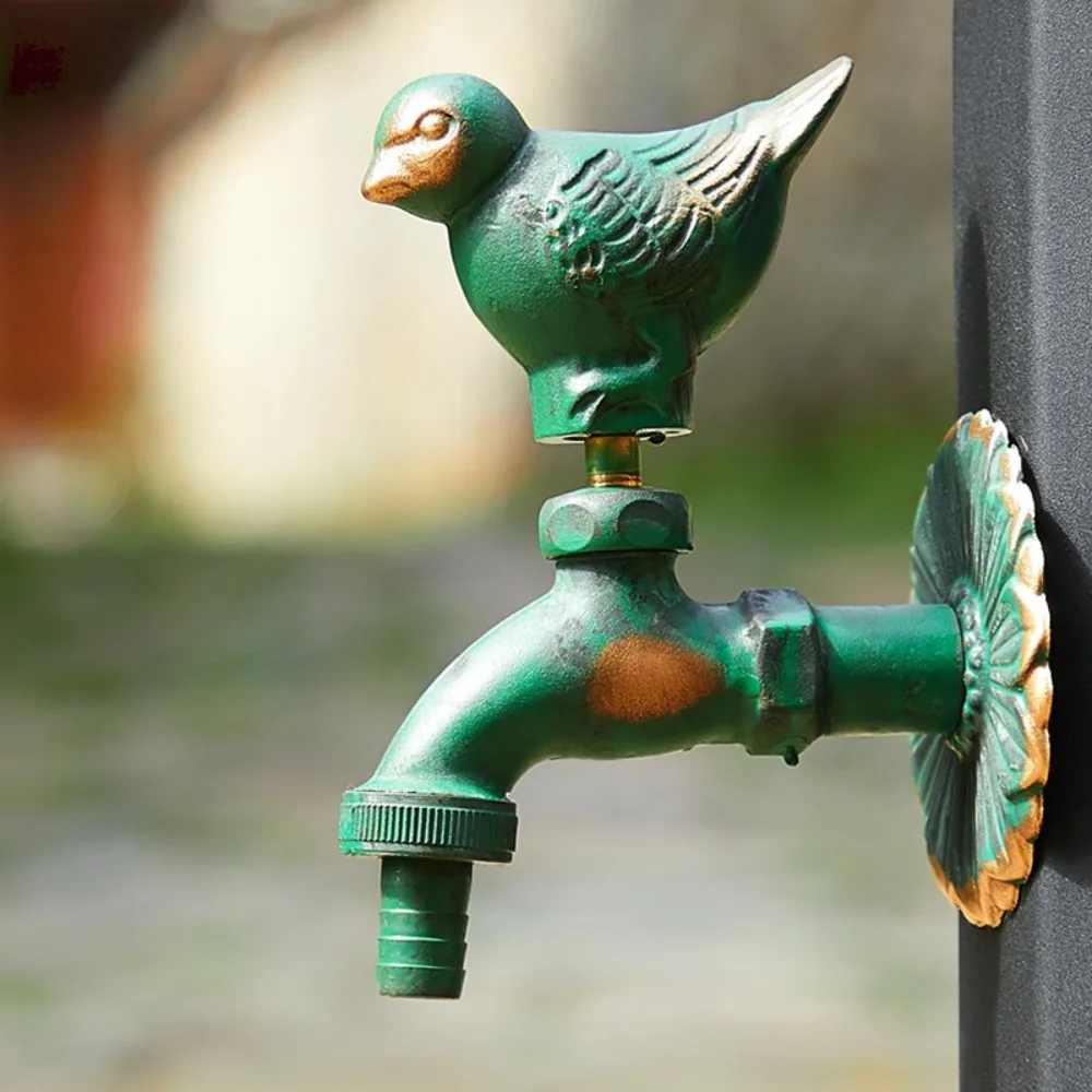 Animal Shape Garden Faucet, 3D Embossed Vintage Outdoor Water Tap, Wall Mounted Decorative Spigot for Yard Patio