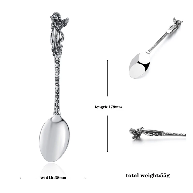 Stainless Steel Skeleton Skull Spoon and Fork Flatware Tableware Angel Mermaid Look Great Gifts Halloween Easter and Christmas