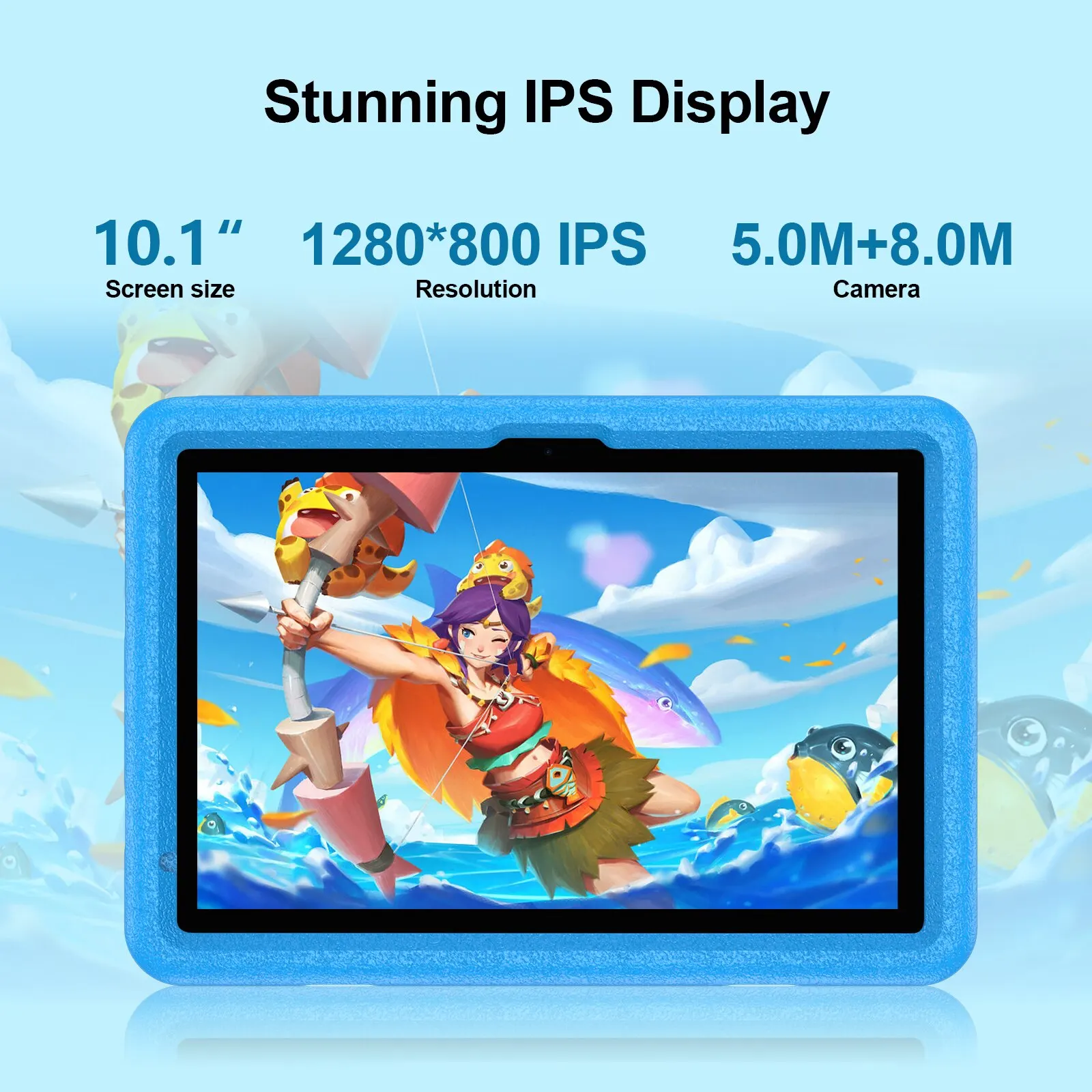 10.1 Inch Tablet for Kids, Android 13, Octa-Core, 4G LTE Dual SIM, Parental Control, 12GB RAM(6+6 Expand)/128 GB Storage