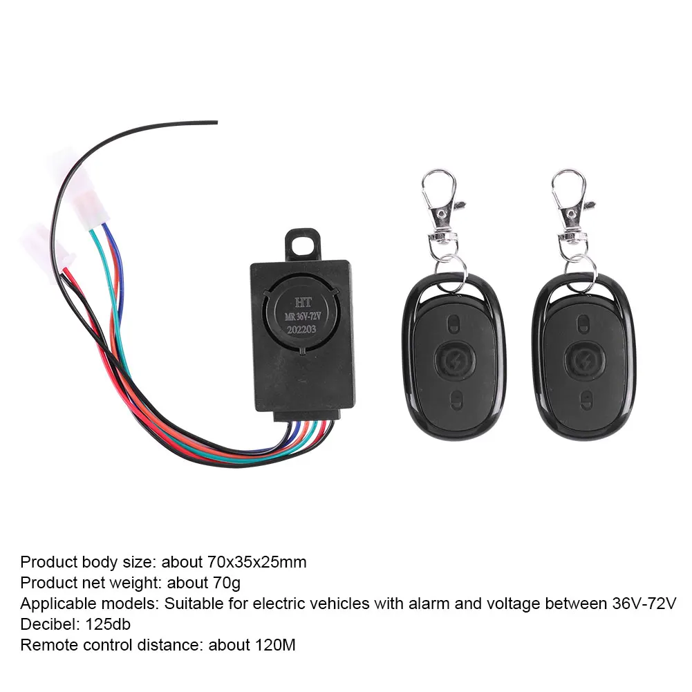 E-bike Alarm System 48V 60V 72V with Two Switches for Electric Bicycle Scooter Motorcycle Safety Anti-theft Remote Control Alarm