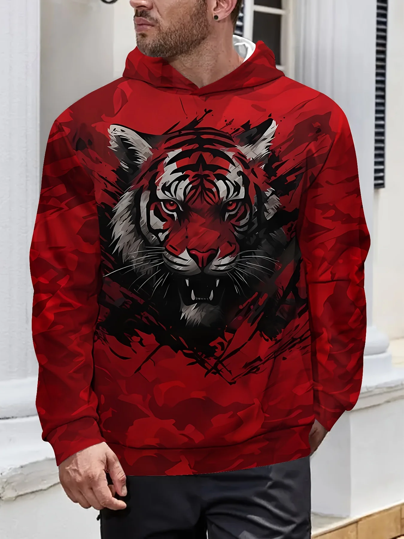 Animal hoodie Men's 3D Geometric Dragon Hoodie Streetwear Pullover with Kangaroo Pocket Hoodie Men Women's Hoodie Kids Hoodie