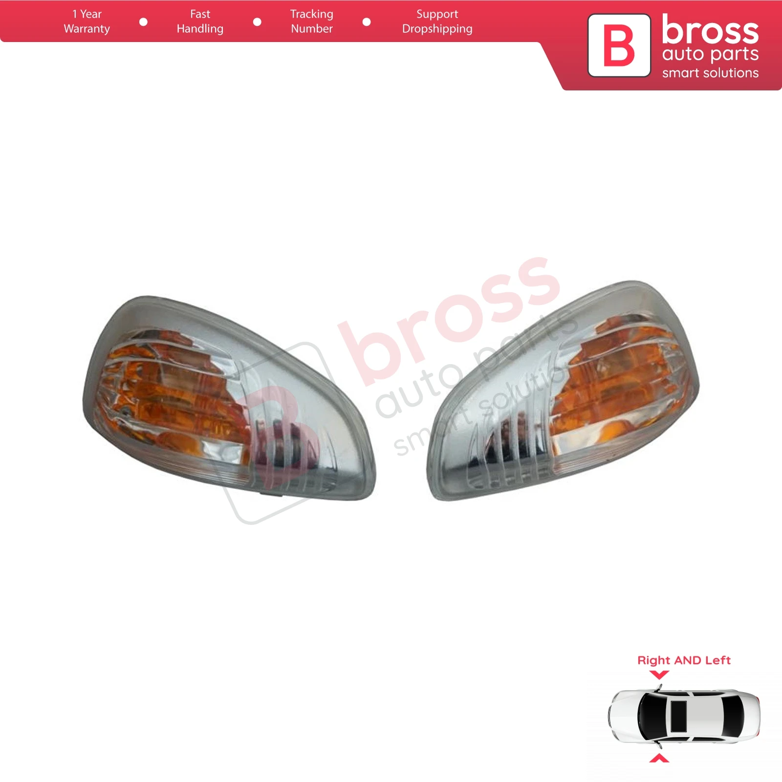 Bross Auto Parts BSP625 Side Mirror Indicator Right and Left Lens 7485120621, 7485120620 for Renault Master Movano Fast Shipment