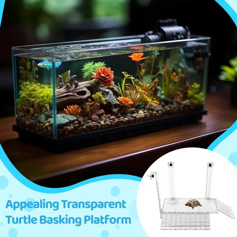 Transparent Turtle Basking Platform Turtle Platform Screwless Installation Hanging Turtle Ramp For Turtle Fish Tank Aquarium