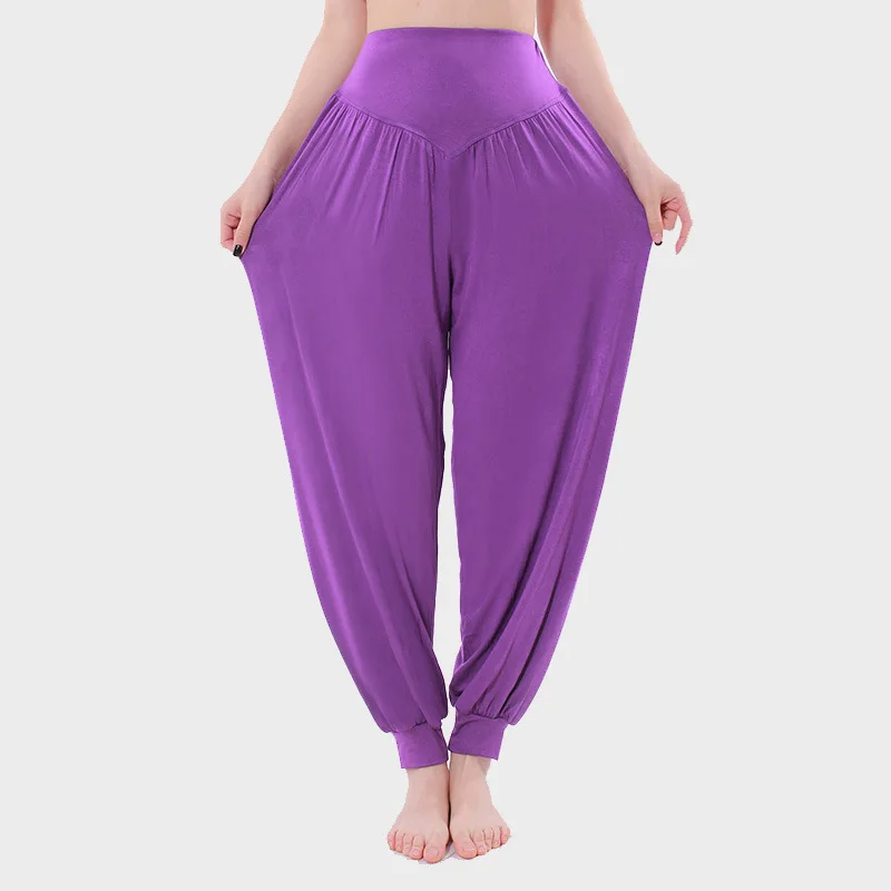 Women\'s Casual Baggy Pants Modal Comfy Yoga Pants Loose Belly Dance Dance Wide Leg Trousers Gypsy Hippie Aladdin Pants S-3XL