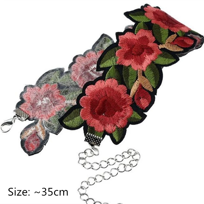 Romantic Big Rose Flower Choker Necklace Sexy Adjustable Embroidery Necklaces Clavicle Chain Women Wed Bridal Jewelry Accesorios